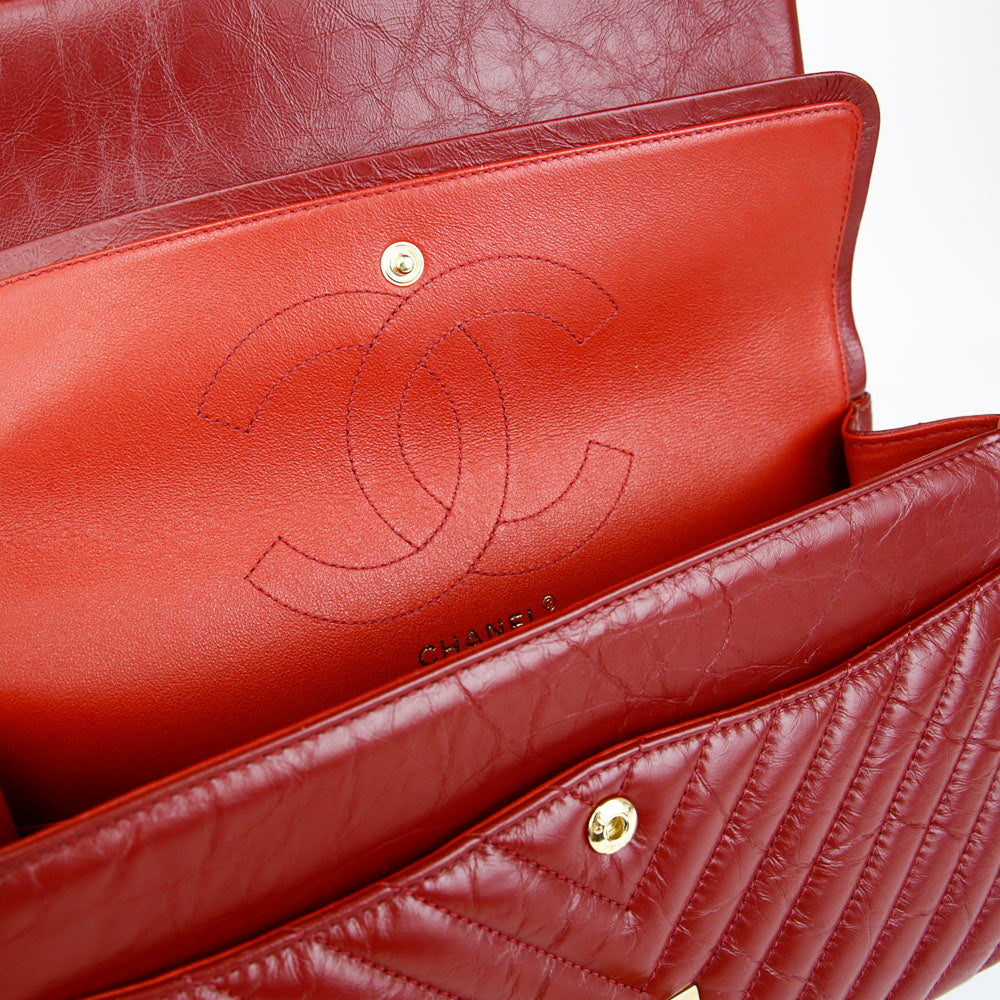 Chanel Red Aged Calfskin Reissue 225 Double Flap Bag