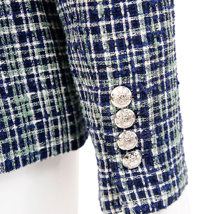 Veronica Beard Navy Tweed Cutaway Dickey Jacket