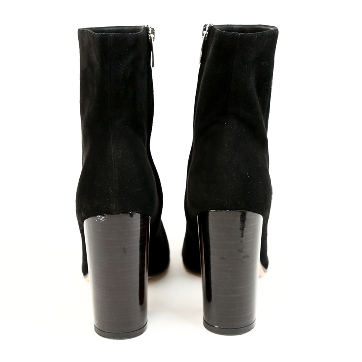 back view of Gianvito Rossi Black Suede Ankle Boots