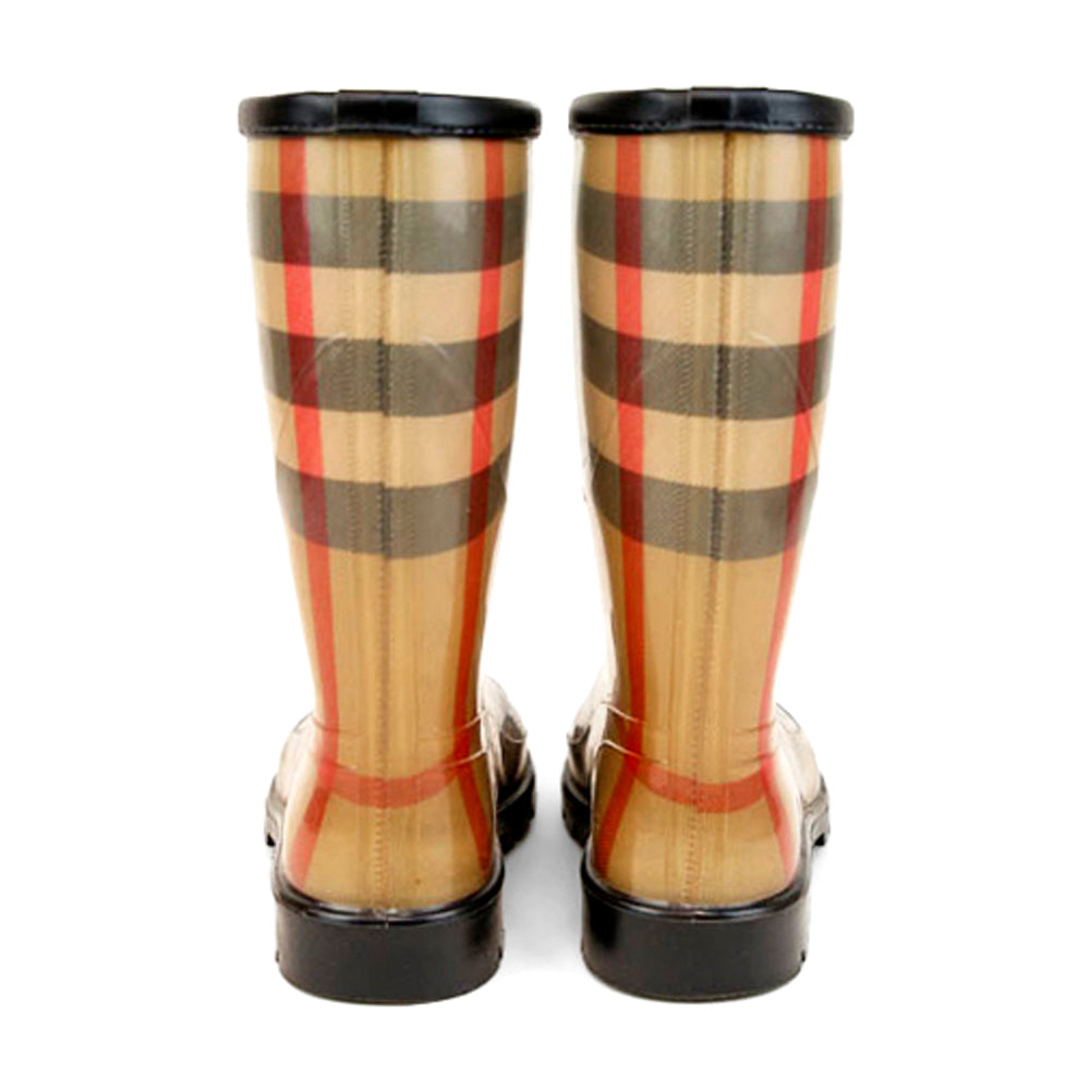 Burberry Plaid Print Rubber Rain Boots