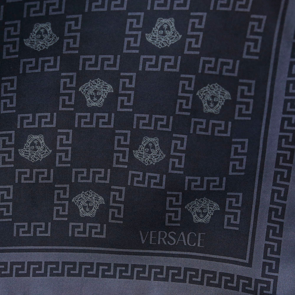 Versace Gray Medusa Print Silk Square Scarf