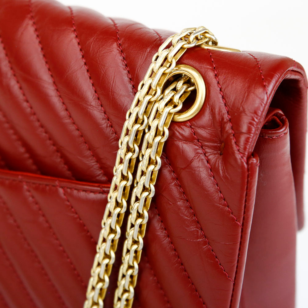 Chanel Red Aged Calfskin Reissue 225 Double Flap Bag