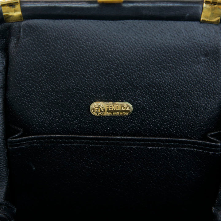 Fendi Black Quilted Leather Vintage Frame Top Handle Bag