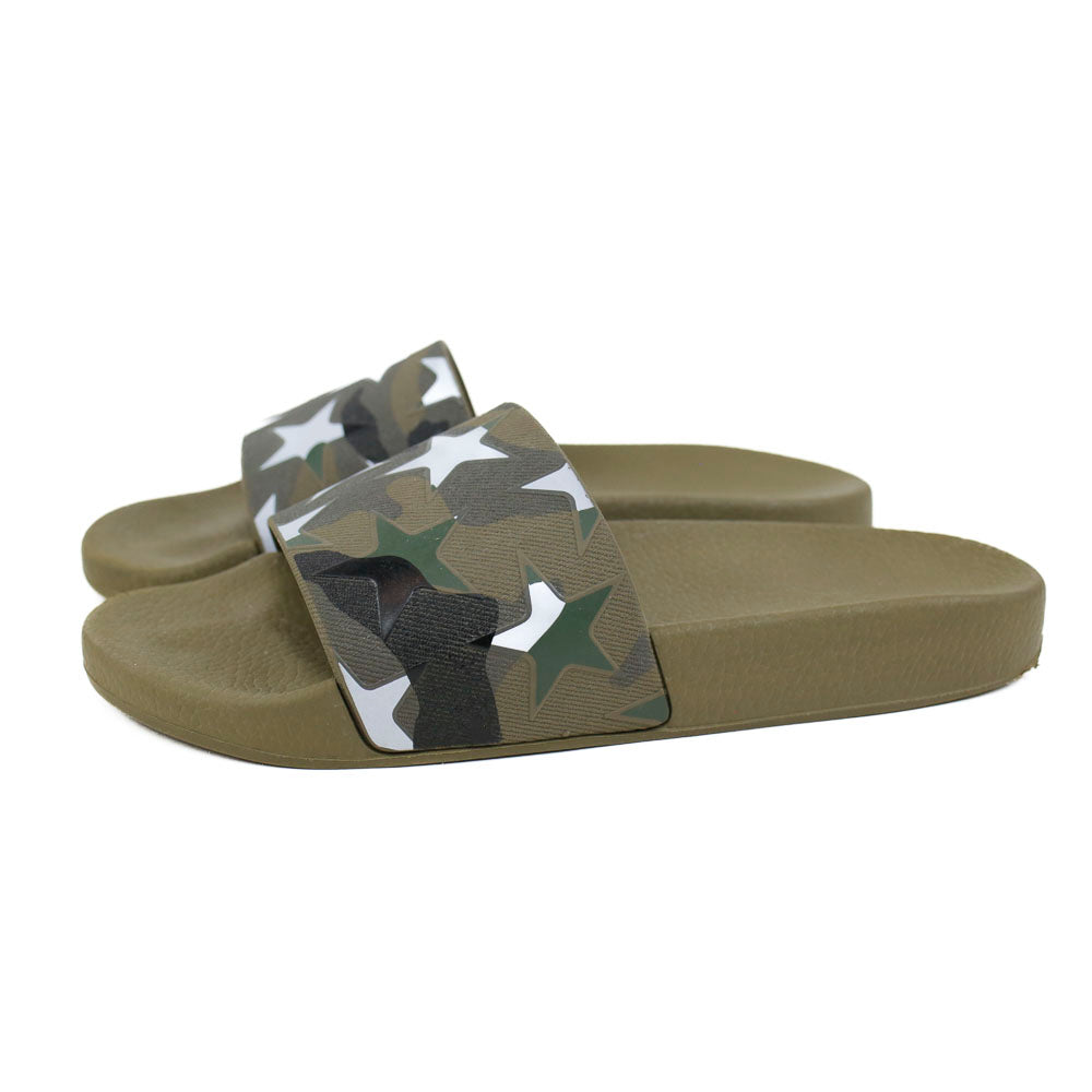 Valentino Camo Star Print Rubber Slide Sandals