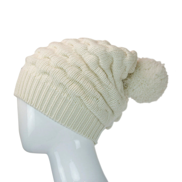 Moncler White Wool Knit Slouchy Beanie