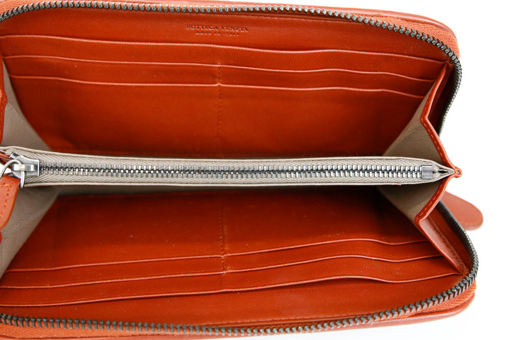 Bottega Veneta Rust Intrecciato Leather Continental Wallet
