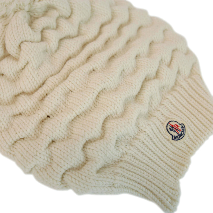 Moncler White Wool Knit Slouchy Beanie