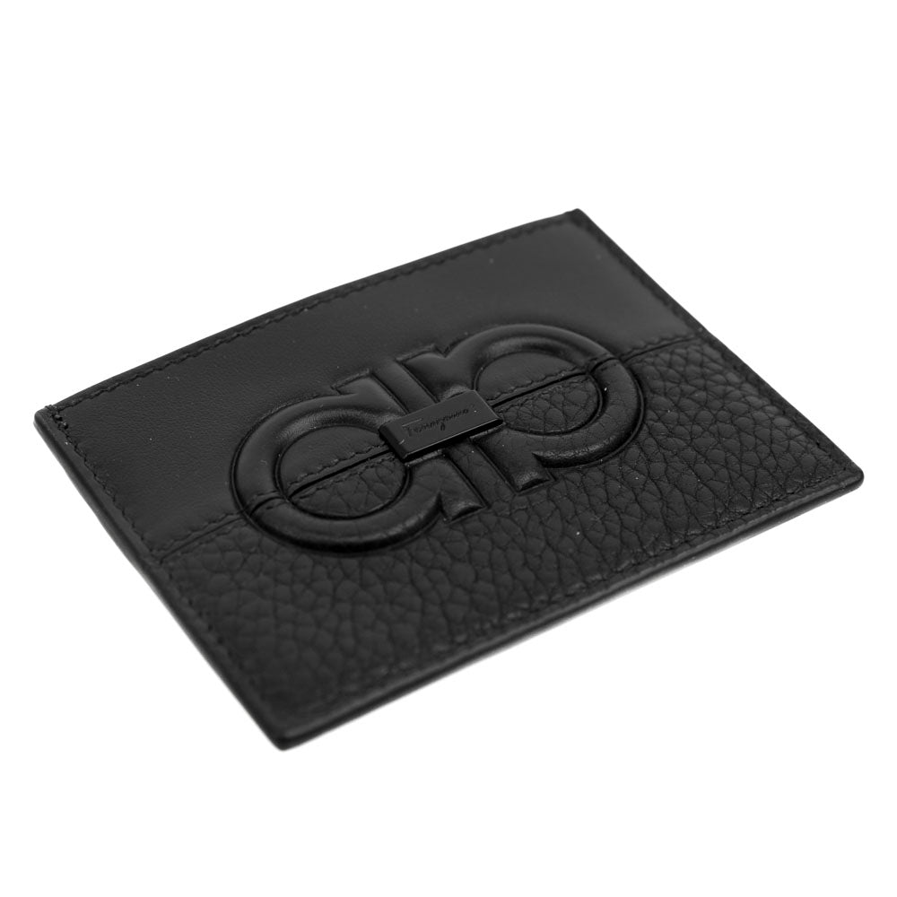 Salvatore Ferragamo Black Leather Gancini Card Holder