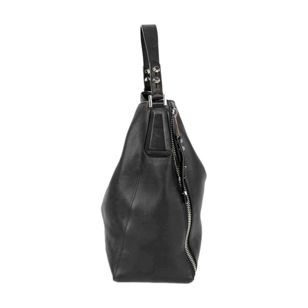 Michael Kors Black Leather Zip Hobo Bag