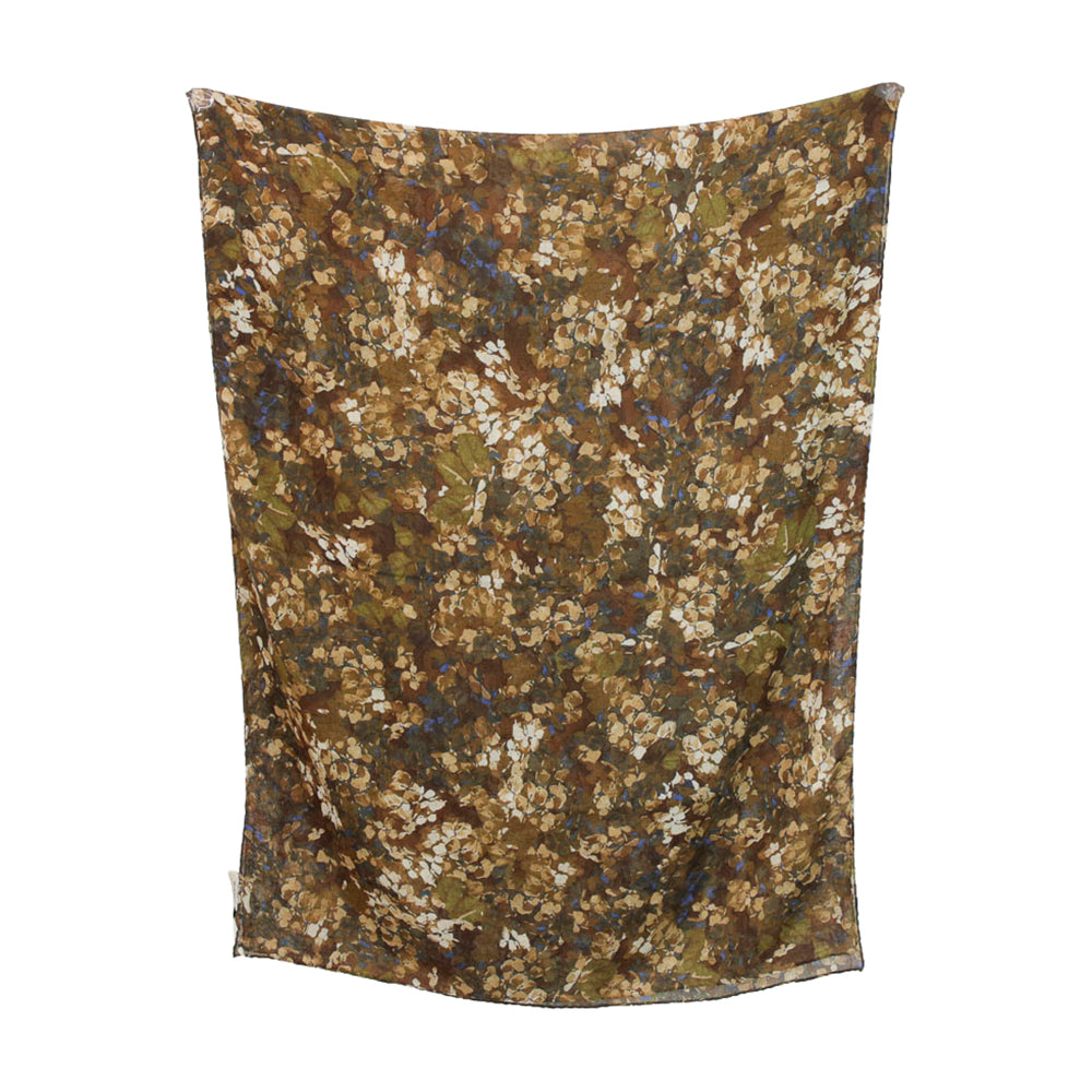 Burberry Brown Micro Floral Cashmere & Silk Scarf