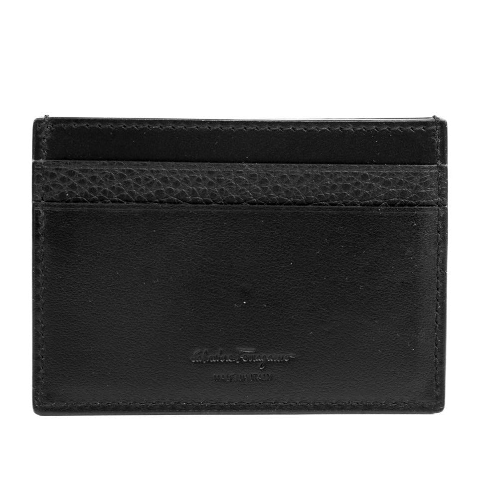 Salvatore Ferragamo Black Leather Gancini Card Holder