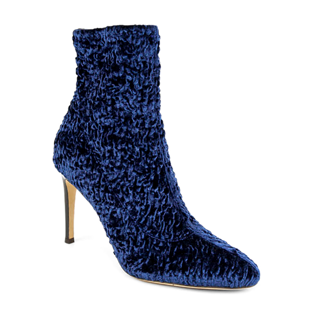 Giuseppe Zanotti Bimba Blue Crushed Velvet Ankle Boots