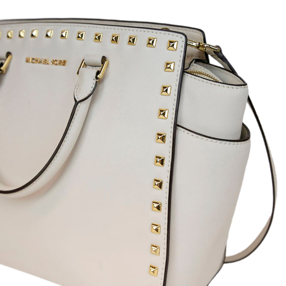 Michael Kors Cream Saffiano Leather Studded Tote Bag