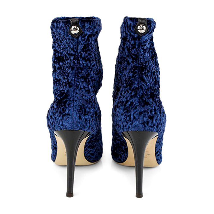 Giuseppe Zanotti Bimba Blue Crushed Velvet Ankle Boots