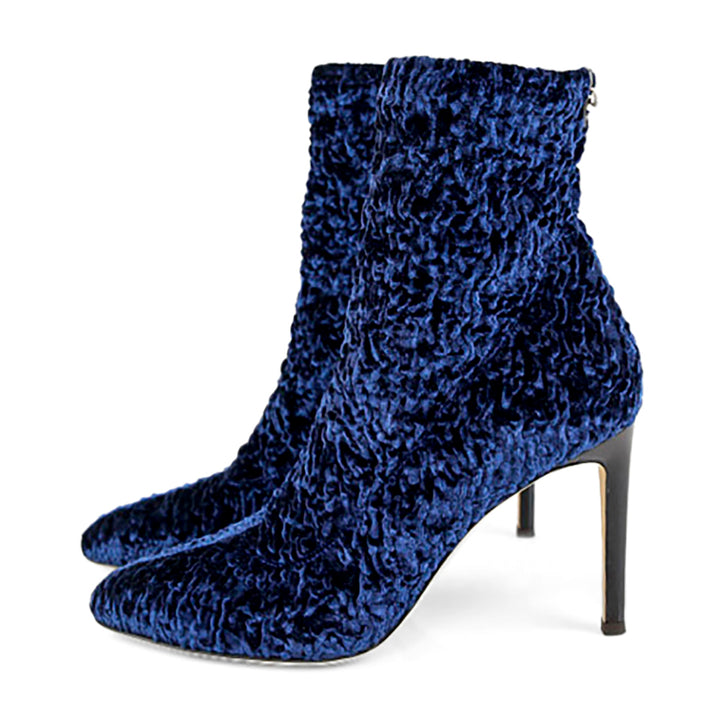 Giuseppe Zanotti Bimba Blue Crushed Velvet Ankle Boots