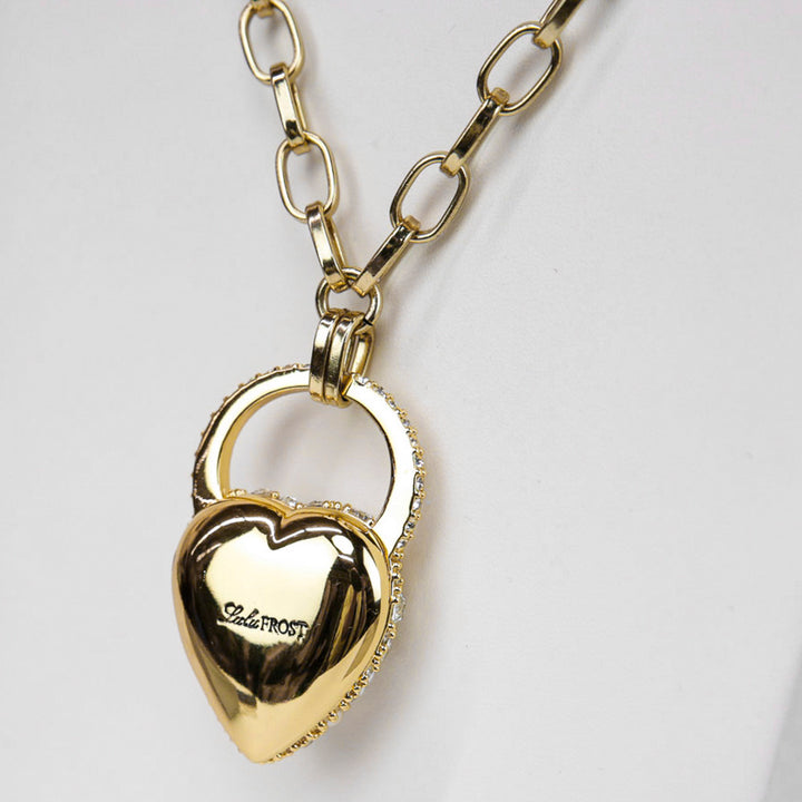 Lulu Frost Gold Pearl & Crystal Encrusted Heart Pendant On Chain