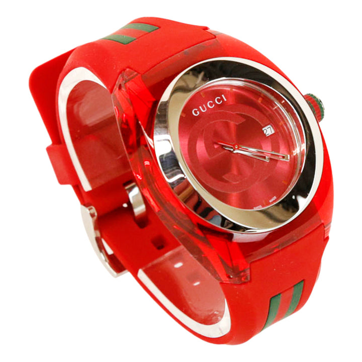 Gucci Stainless Steel & Red Rubber SYNC Watch