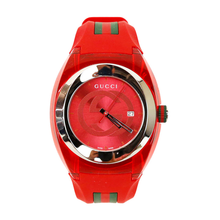 Gucci Stainless Steel & Red Rubber SYNC Watch