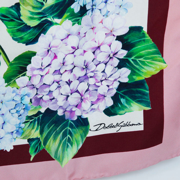 Dolce & Gabbana Pink Hydrangea Floral Print Silk Scarf