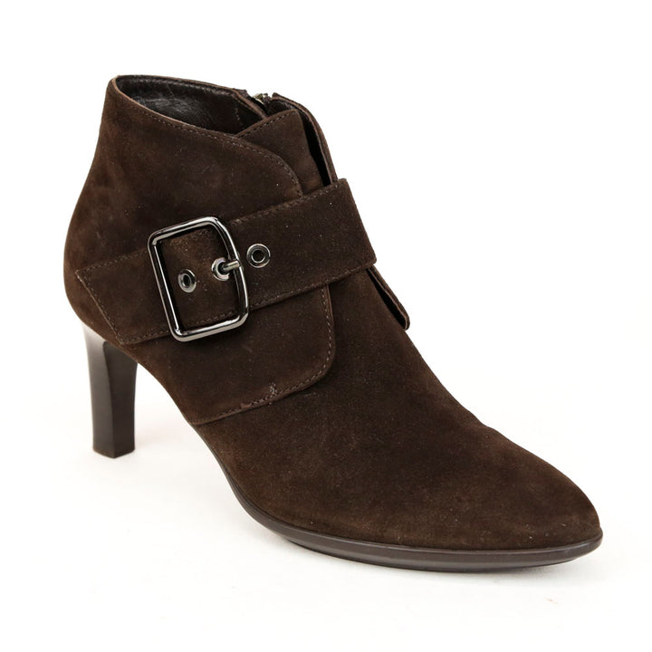 Aquatalia Brown Suede Buckle Ankle Boots