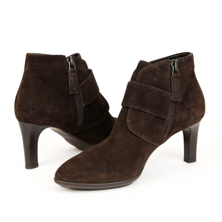 Aquatalia Brown Suede Buckle Ankle Boots