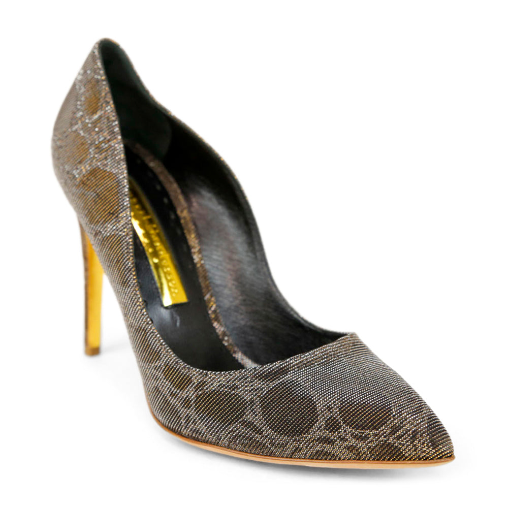 Rupert Sanderson Gold Shimmer Pointed Toe Pumps
