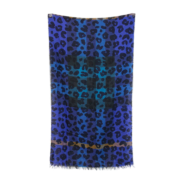 Burberry Blue Leopard Print Scarf