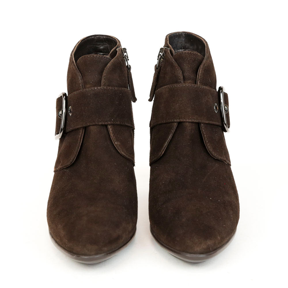Aquatalia Brown Suede Buckle Ankle Boots