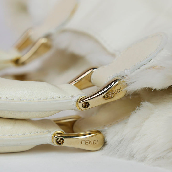 Fendi Cream Leather & Fur Vintage Satchel