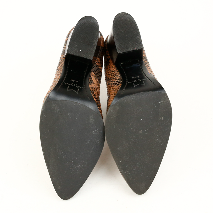 sole view of Marc Fisher Snakeskin Leather Ankle Boots