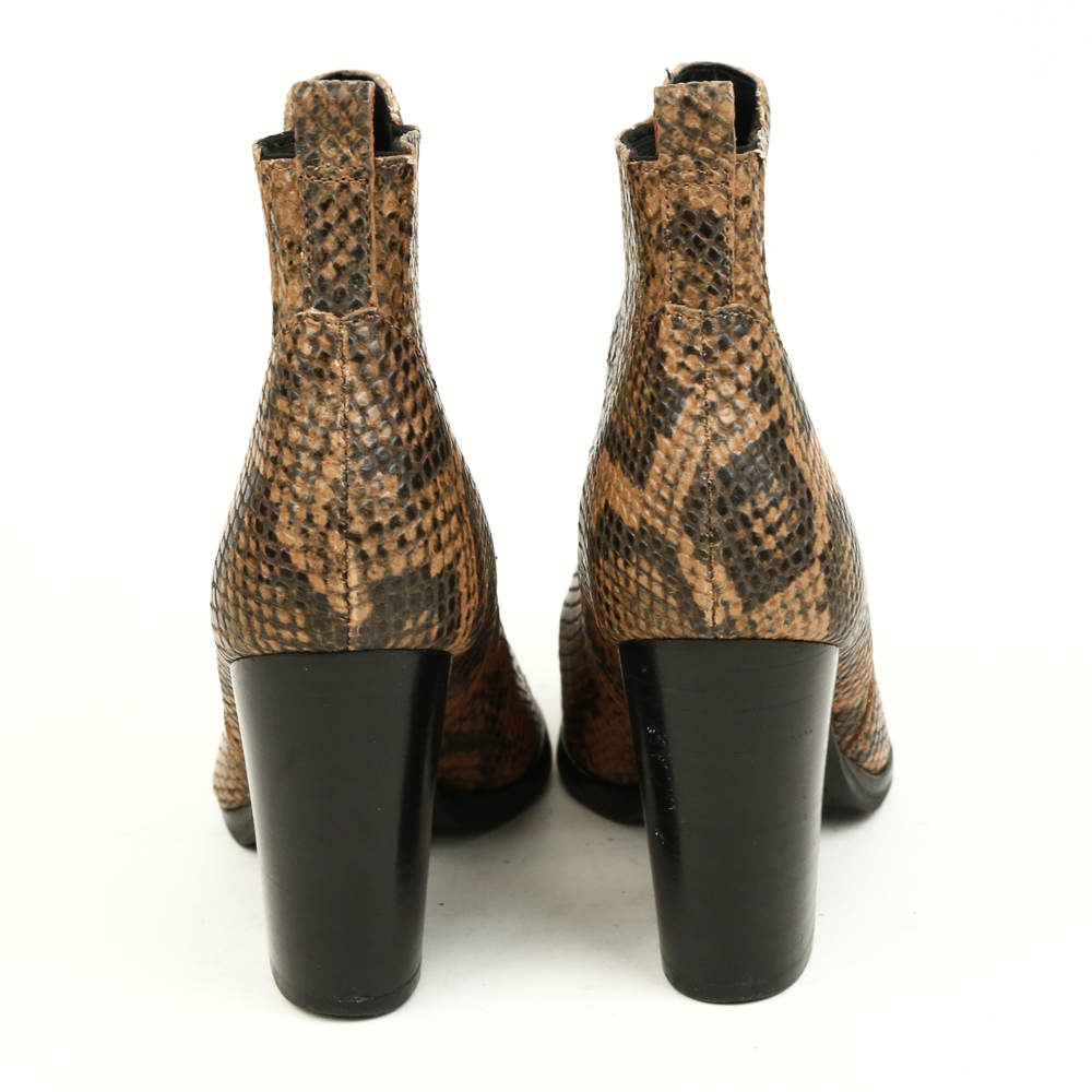 back view of Marc Fisher Snakeskin Leather Ankle Boots