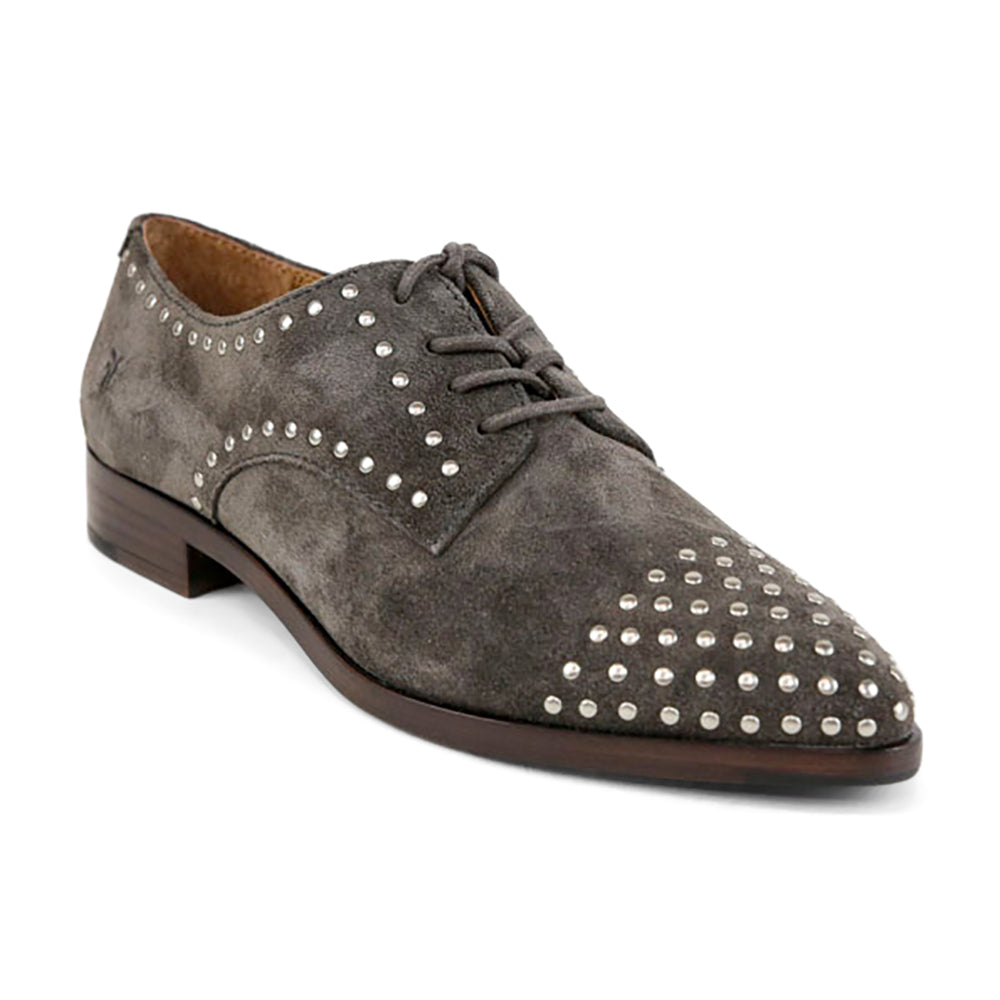 Frye Gray Suede Studded Oxford Loafers