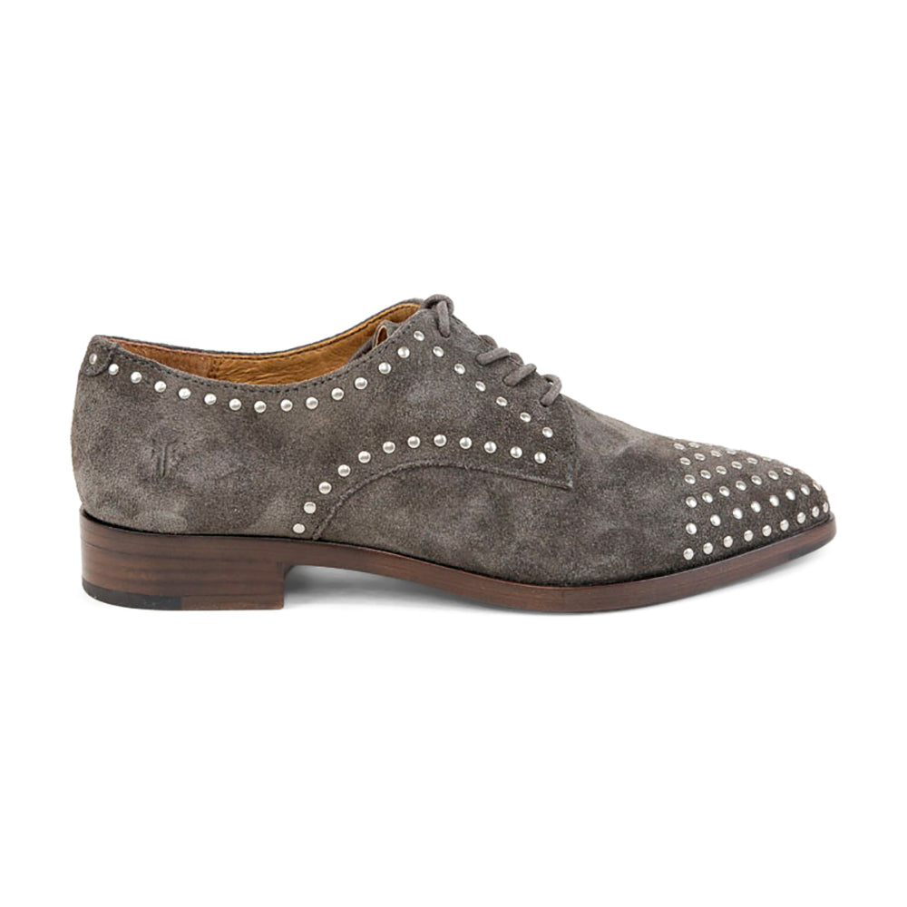 Frye Gray Suede Studded Oxford Loafers