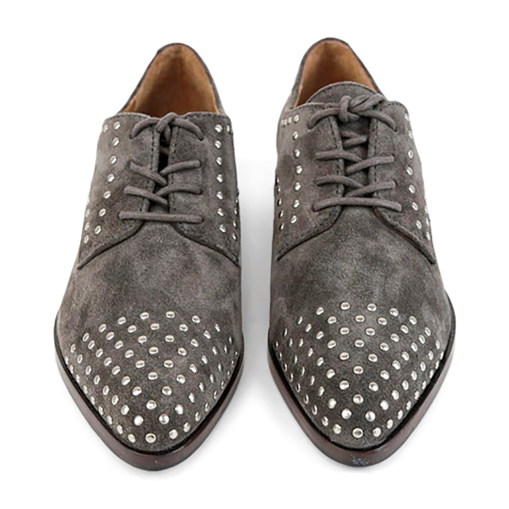 Frye Gray Suede Studded Oxford Loafers