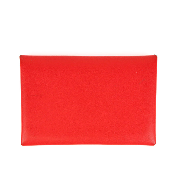 Hermès Coral Leather Calvi Card Holder