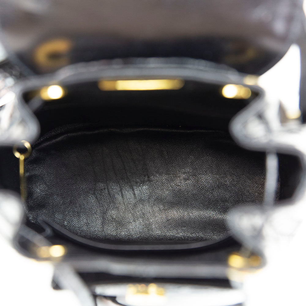 Lana of London Black Croc Patent Leather Convertible Mini Bac