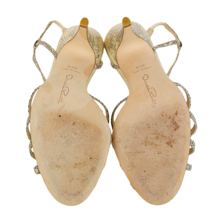 Oscar De La Renta Snakeskin Leather Slingback Sandals