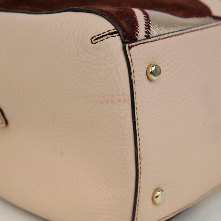 Kate Spade Pink Leather & Suede Embroidered Heart Satchel