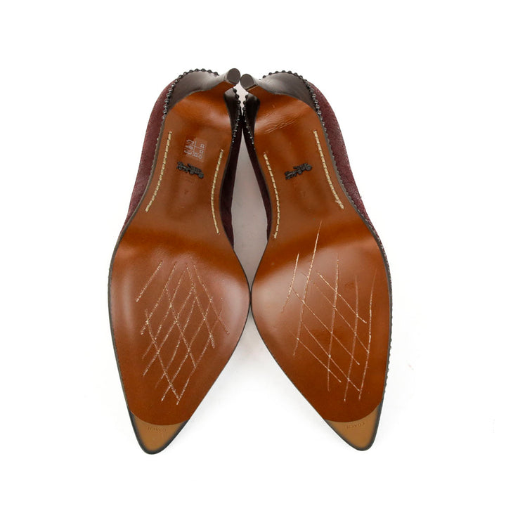 Coach Burgundy Shimmer Pointed Toe Pumps