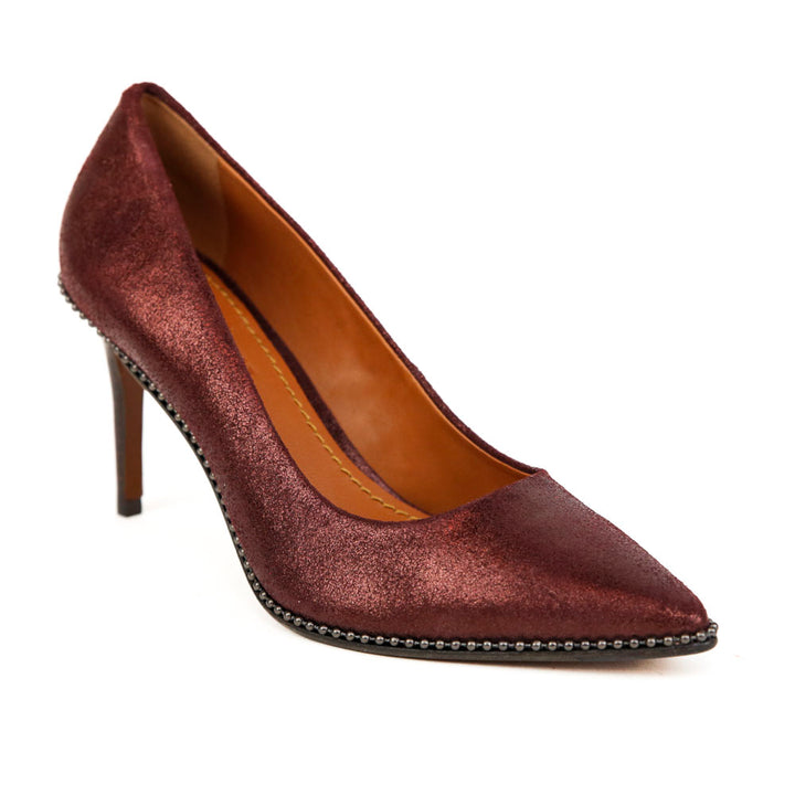Coach Burgundy Shimmer Pointed Toe Pumps