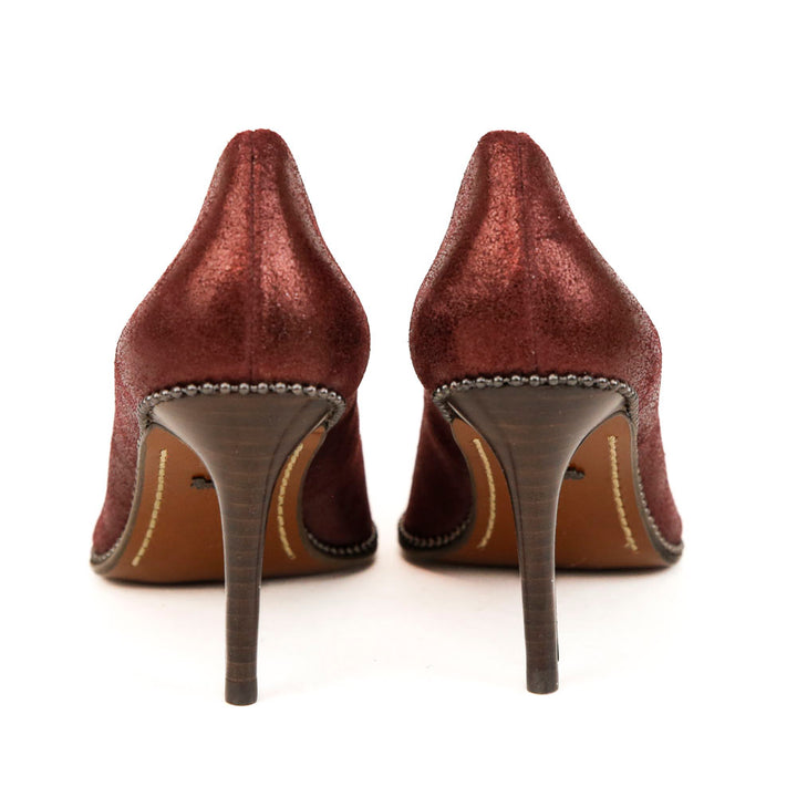 Coach Burgundy Shimmer Pointed Toe Pumps