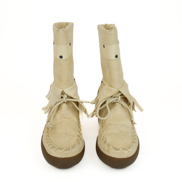 Givenchy Cream Shearling Fringe Moccasin Boots