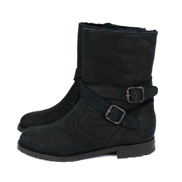 Manolo Blahnik Black Campocross Shearling Lined Ankle Boots