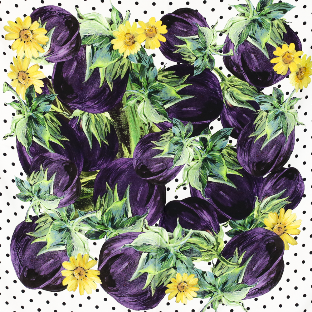 Dolce & Gabbana Eggplant Printed Silk Scarf