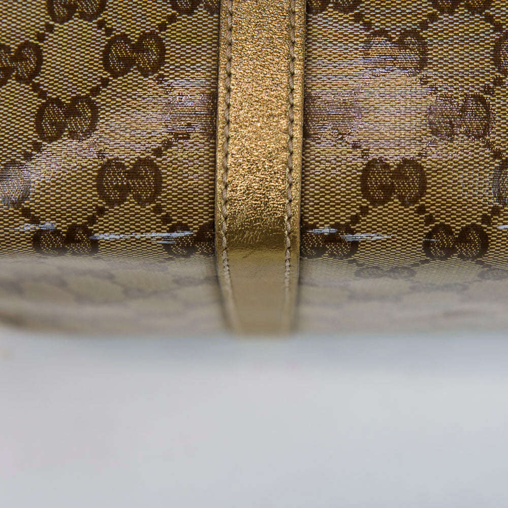 Gucci Gold GG Crystal Canvas and Leather Medium Joy Boston Bag