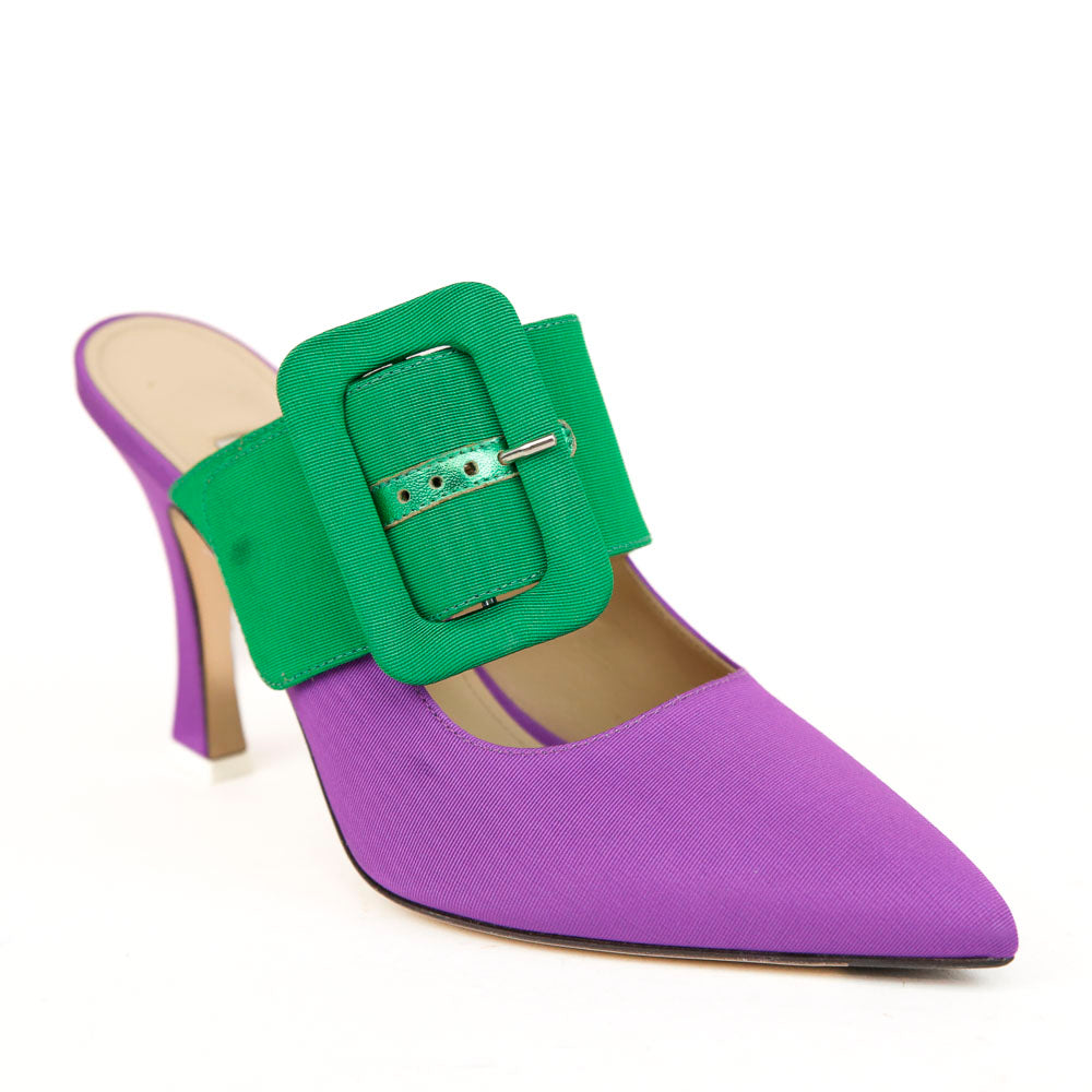 Attico Purple & Green Buckle Slide Mules