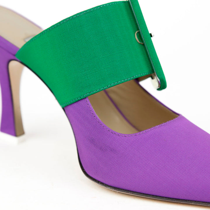 Attico Purple & Green Buckle Slide Mules