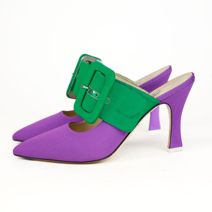 Attico Purple & Green Buckle Slide Mules