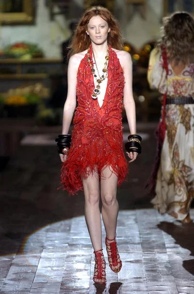 Roberto Cavalli S/S 2005 Red Crocodile Gladiator Sandals
