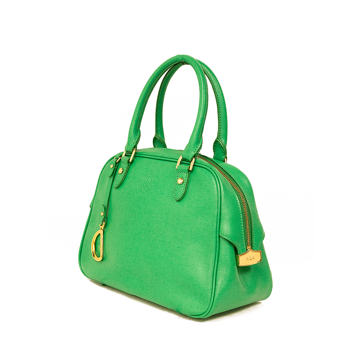 Lauren Ralph Lauren Green Leather Top Handle Bag